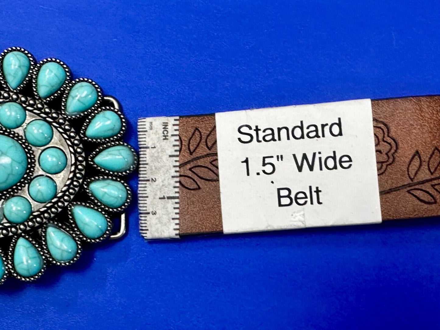 Beautiful Faux Turquoise Covered Hippie Vibe Western Cowgirls Belt Buckle #2049