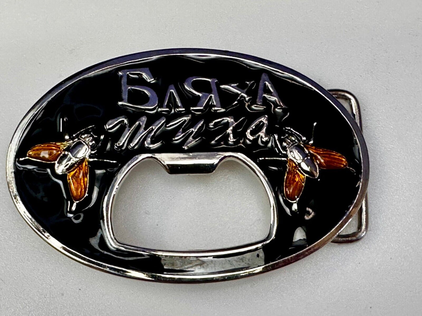 Barxa Muxa with Flying Bee Hornet Design Belt Buckle with Bottle Opener