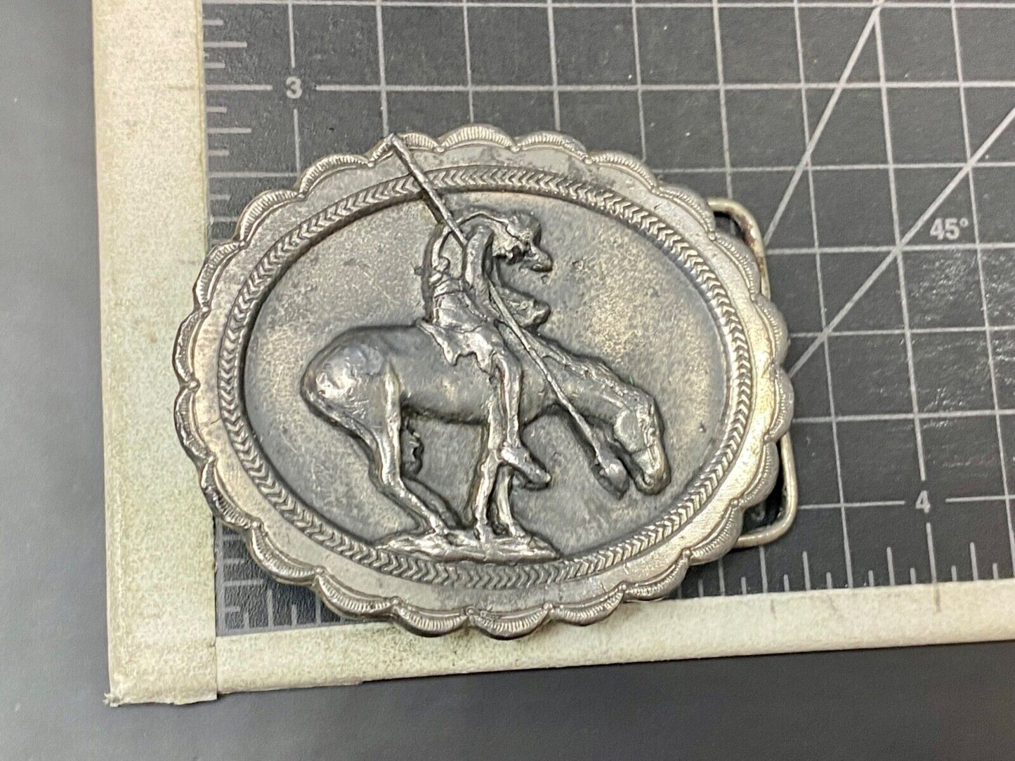 The Saga of the Native American Indian End of the Trial western belt buckle