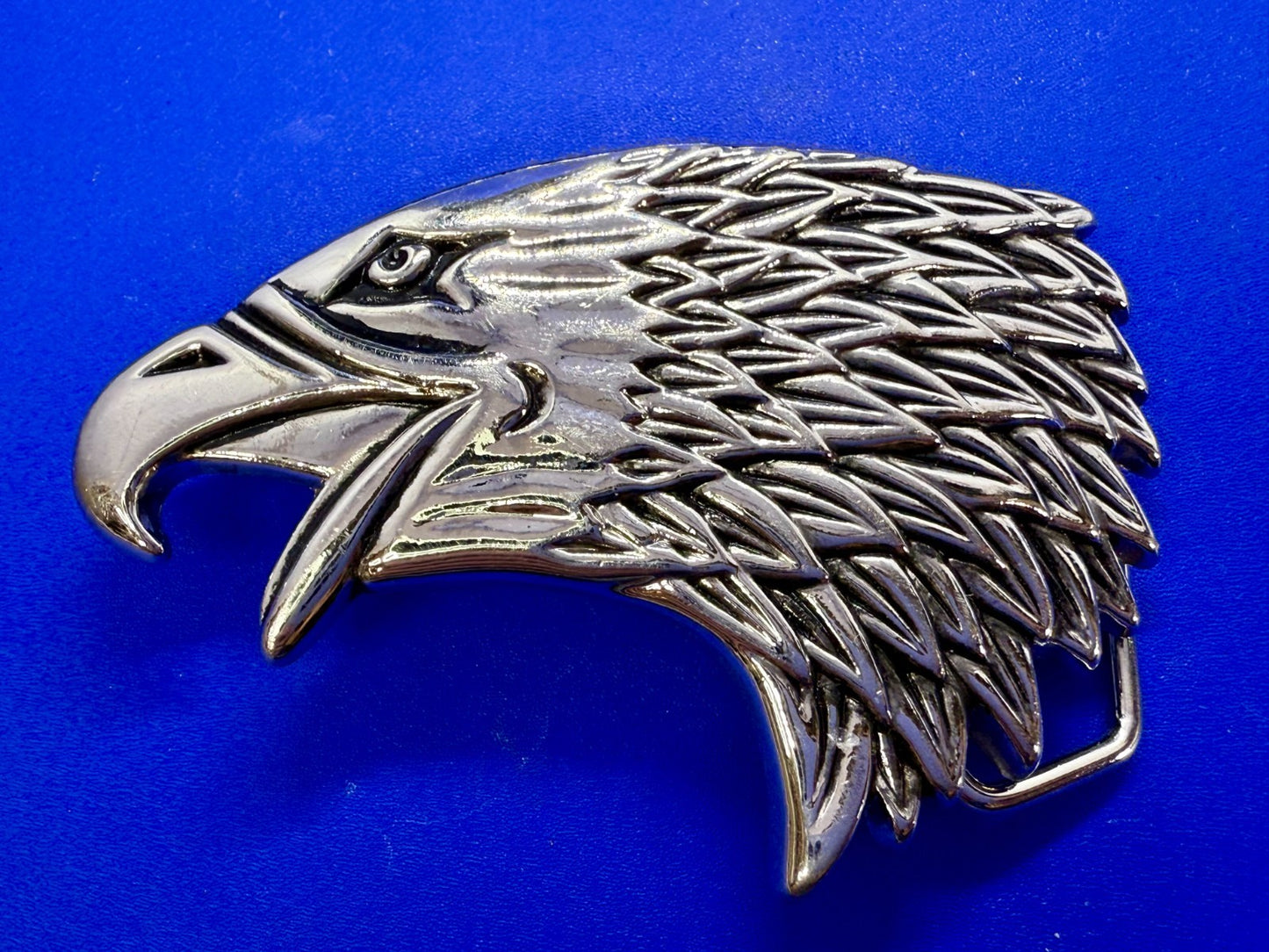 Attacking Eagle Head Figural Cutout Silver Color Western Belt Buckle