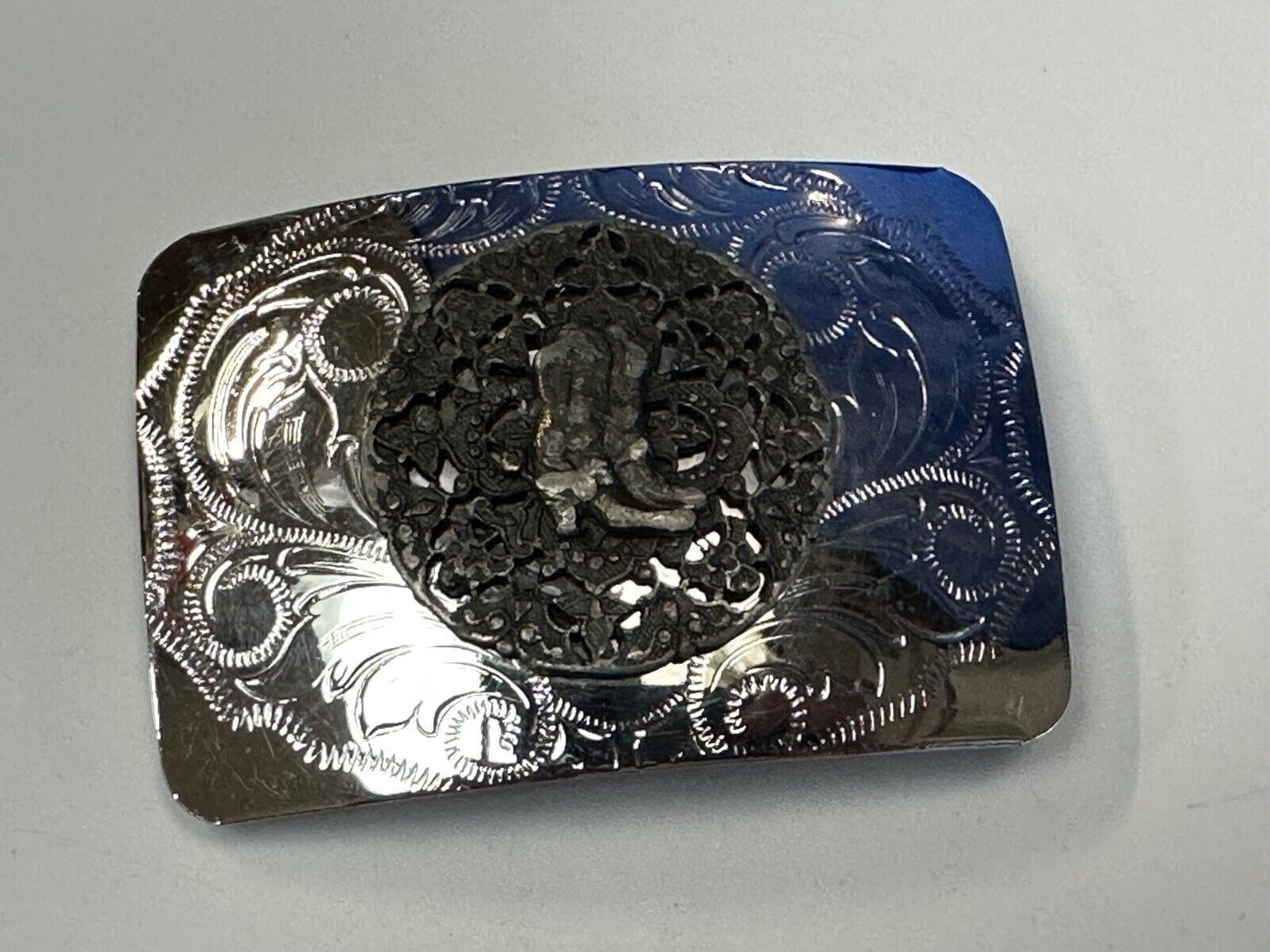 Vintage Cowboy Boots western flower swirl design belt buckle