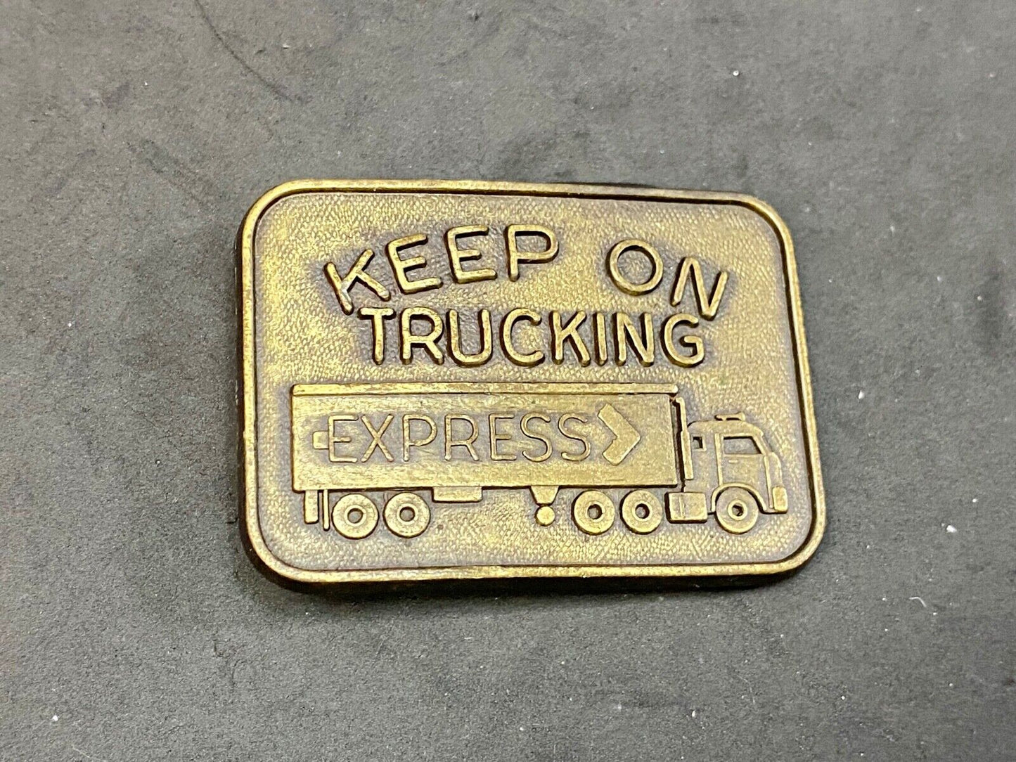 Vintage Keep On Truckin Express Driver Semi-Truck Big Rig Belt Buckle