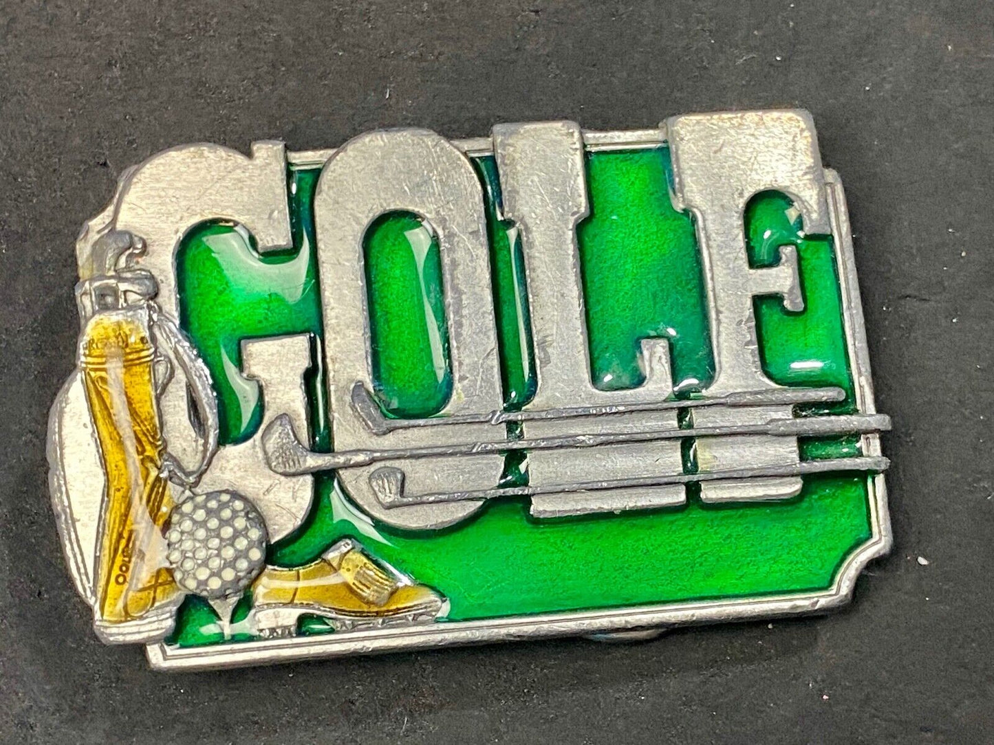 Vintage 1985 GOLF K-30 Lovers 3 D Metal Belt Buckle by Siskiyou perfect gift!