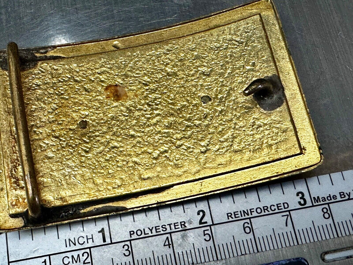 Vintage Cowboy Saddle Bronc western Covered wagon gold tone belt buckle