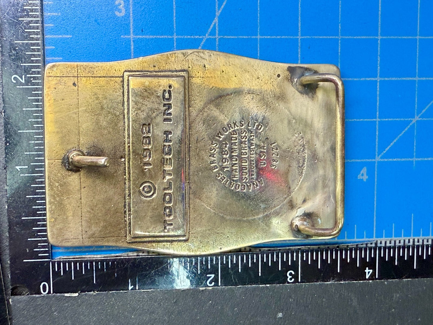 Tooltech Still Turnin To The Right Solid Brass VTG 1984 Anacortes Belt Buckle