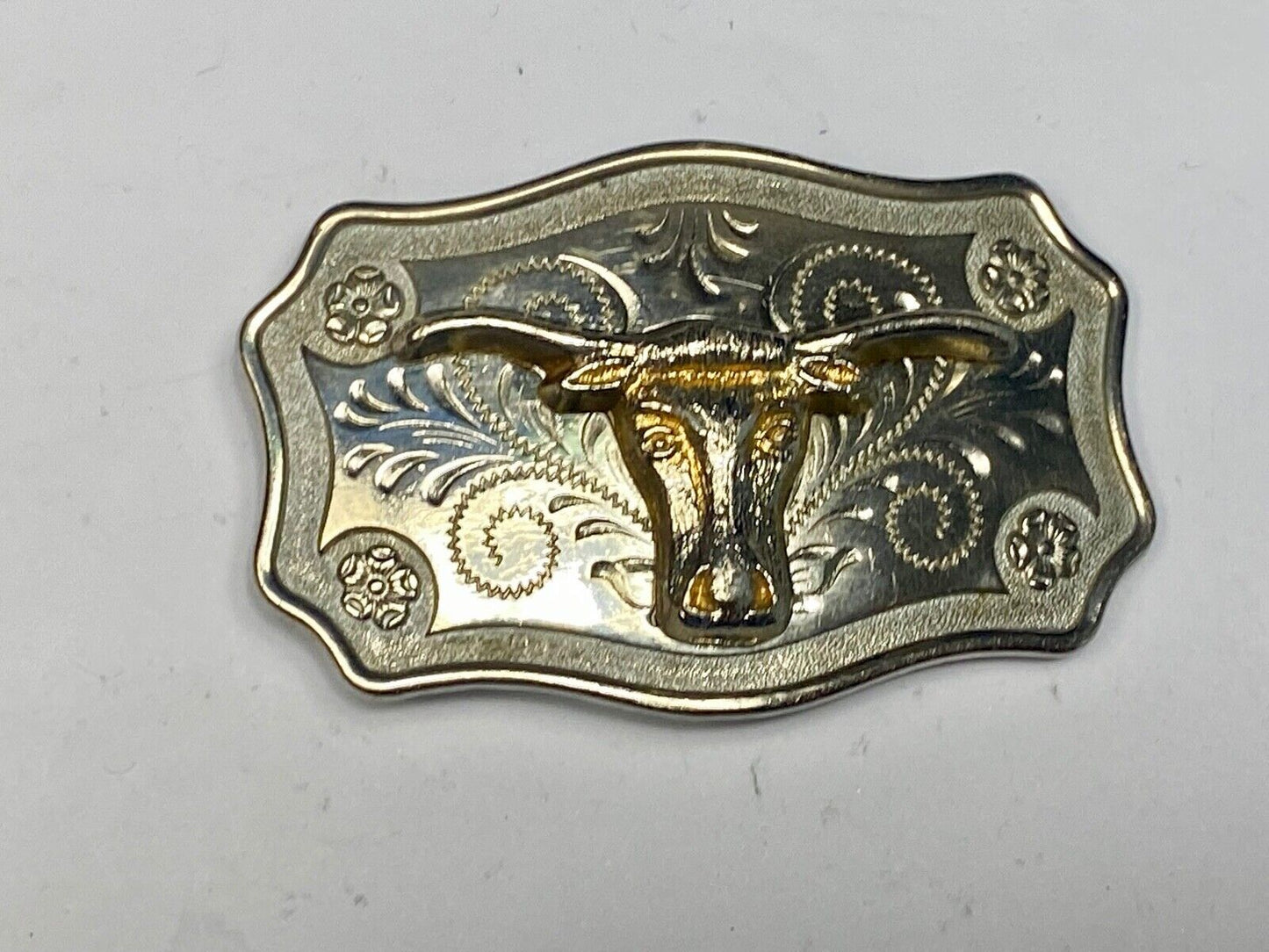 The Texas Longhorn - Western rodeo cattle steer mixed color belt buckle