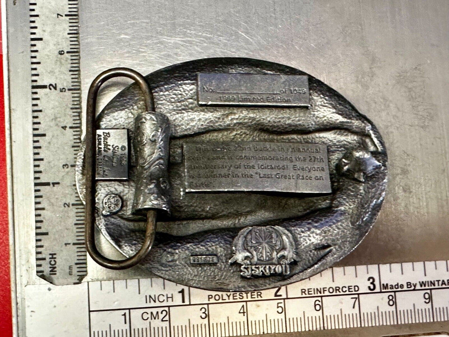 1999 Alaska Iditarod Commemorative Belt Buckle by Siskiyou