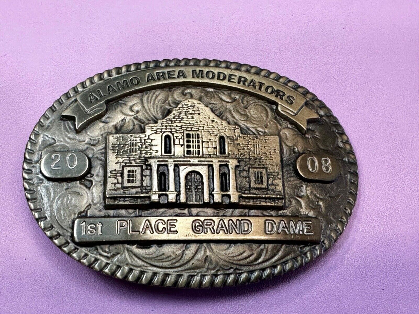 2008 Alamo Area Moderators 1st Place Grand Dame RARE Blue Bayou Belt Buckle