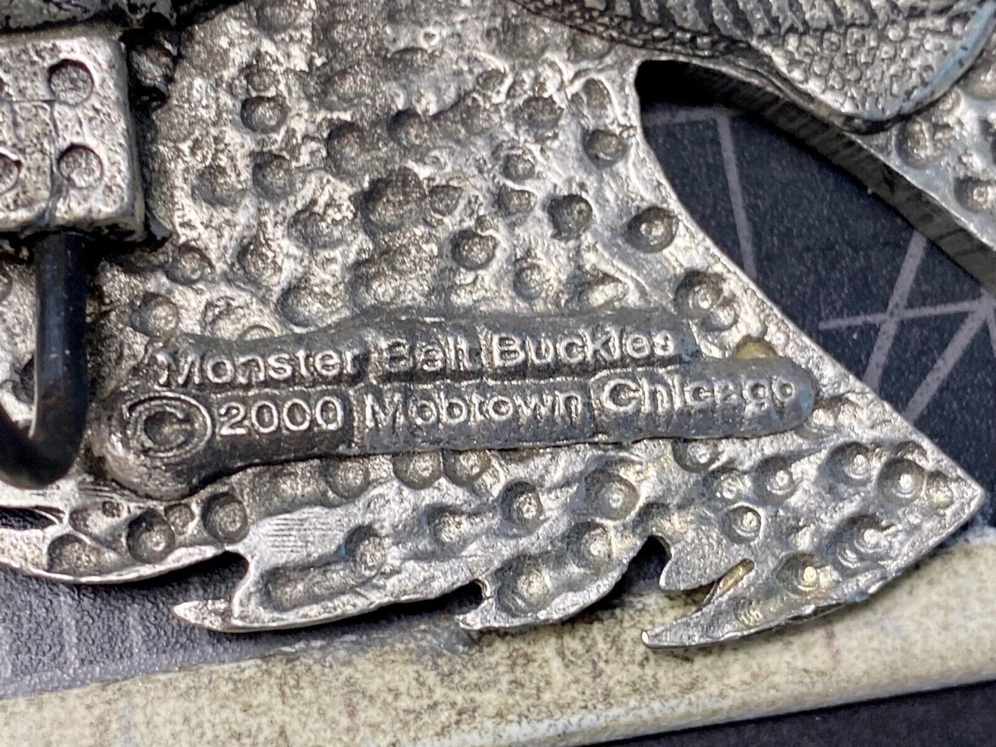 Black Enamel Maltese Cross w/ flames - NOS Monster belt buckle 2000 Mobtown USA