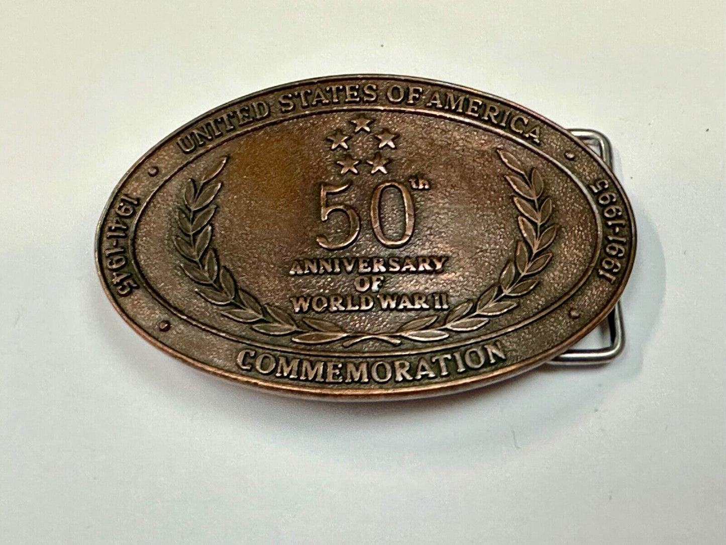 United Stated 50th Anniversary of World War 2 Commemorative belt buckle Crew INC