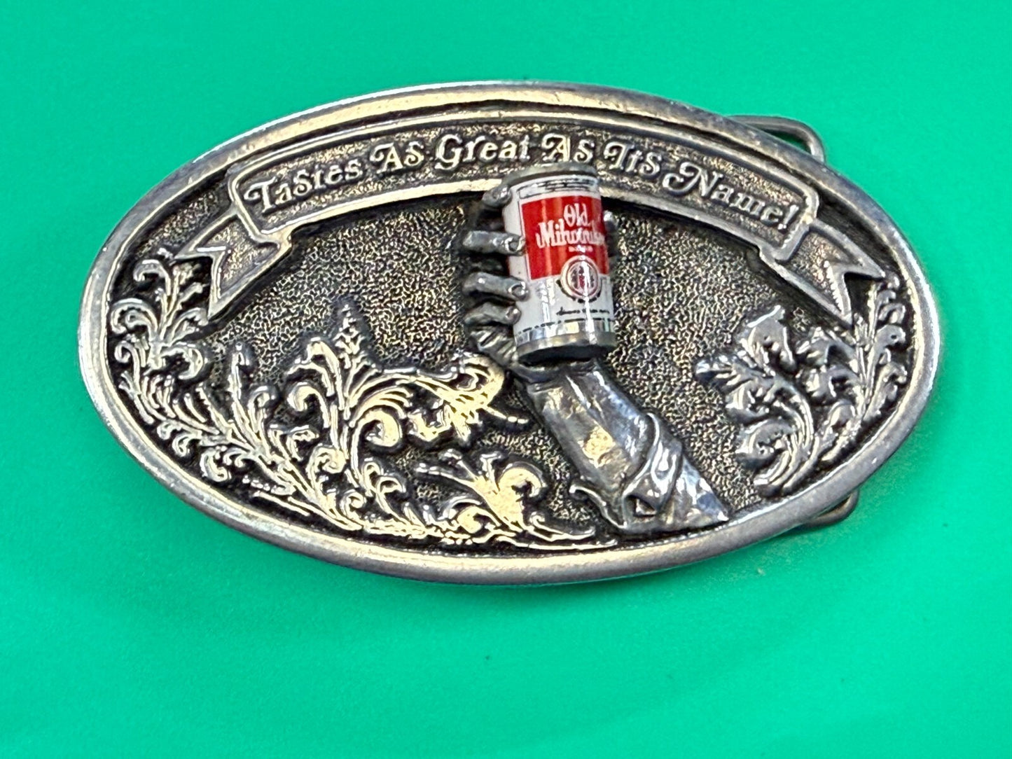 Taste as Great as Its Name Old Milwaukee Beer Promotional Belt Buckle by Adezy