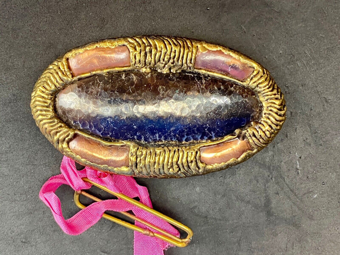 Vintage India inspired mixed metal artisan belt buckle