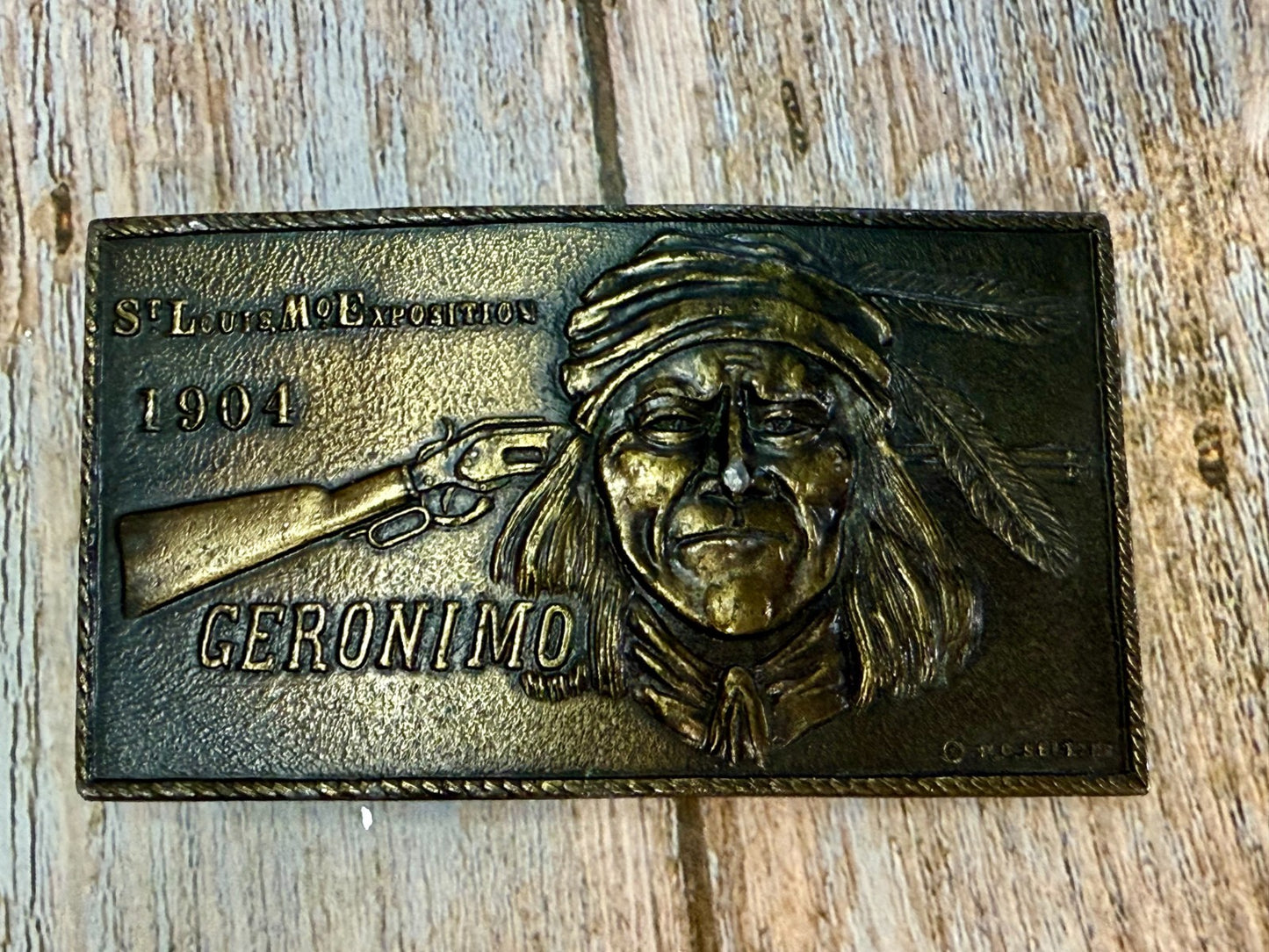 1904 St. Louis Exposition GERONIMO Native American Indian Bergamot Belt Buckle