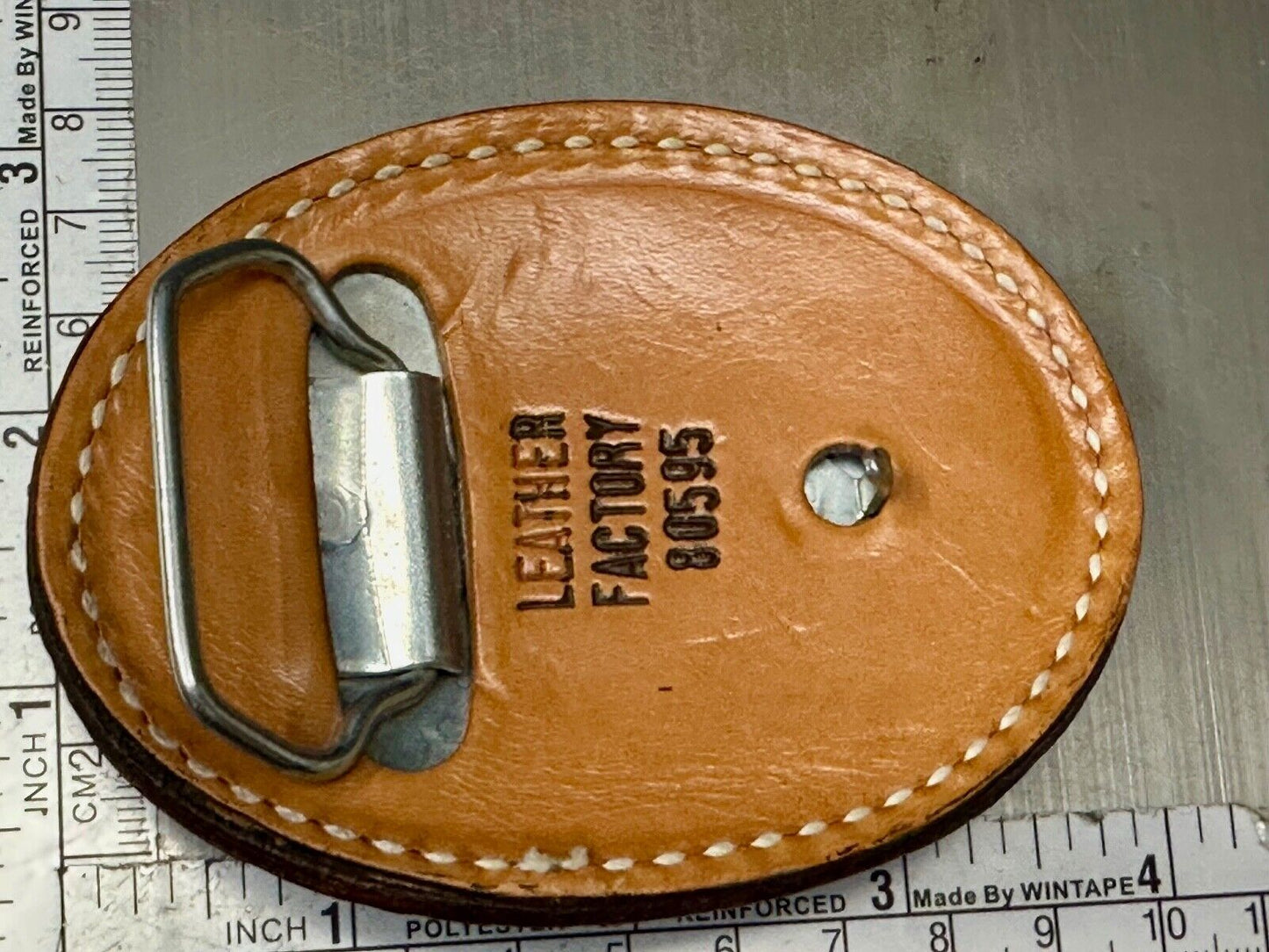 Beautiful Leather Factors Western oval mixed color / tooled Belt Buckle