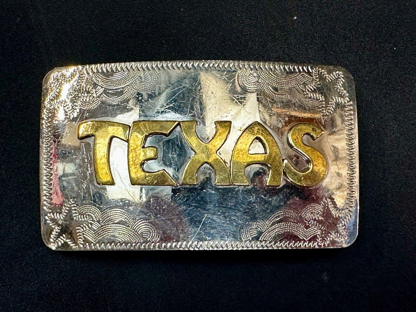 The Great State of Texas two tone German Silver rectangular Belt Buckle