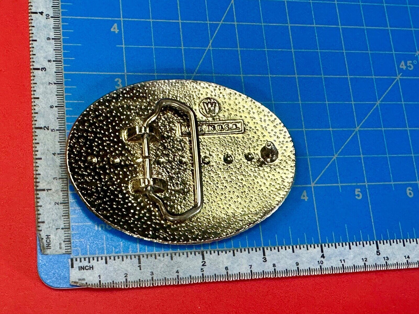 American Eagle Landing on limb perch - Vintage western oval belt buckle marked W