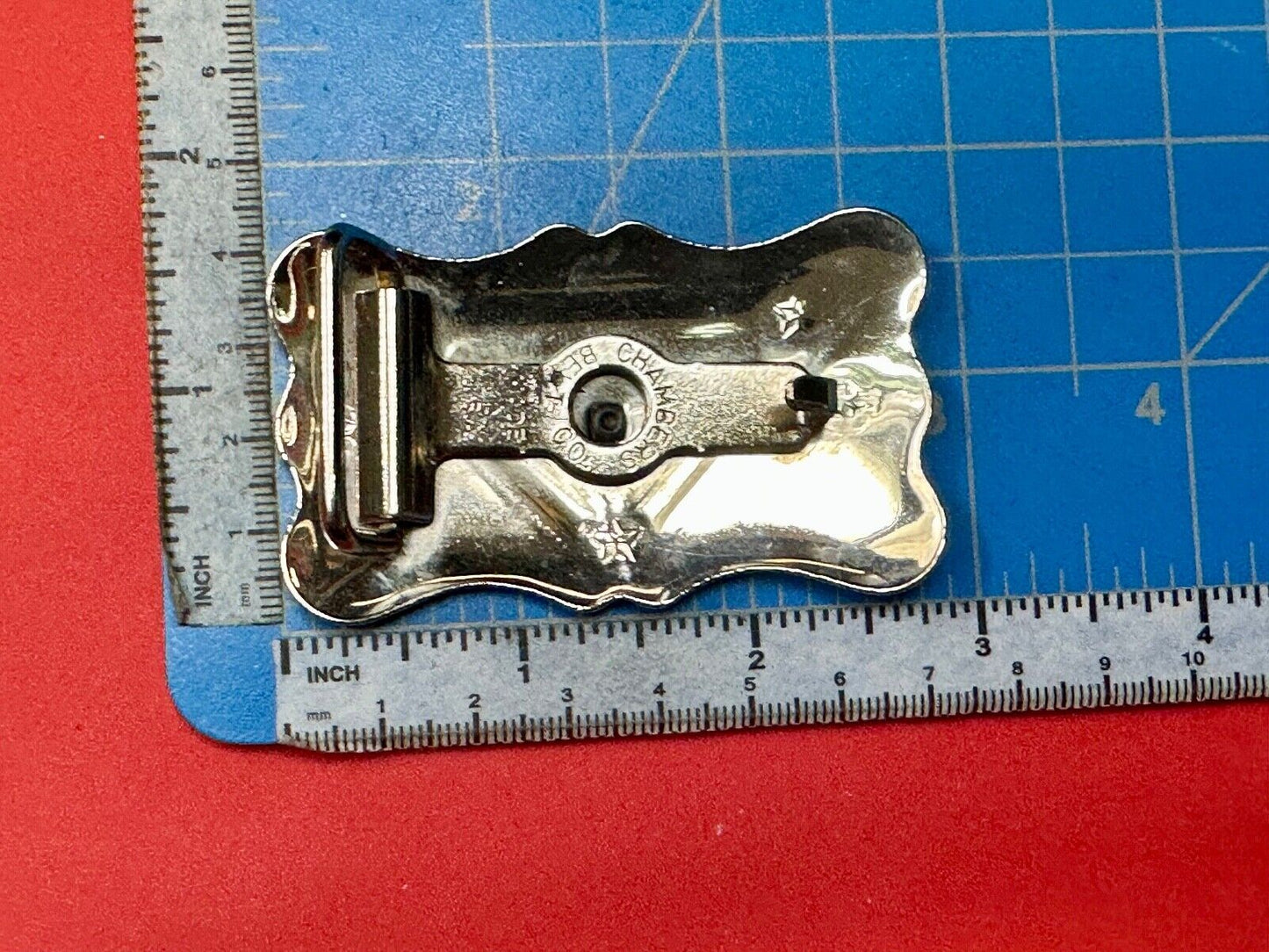 Vintage Chambers ornate engraved project craft belt buckle - no centerpiece