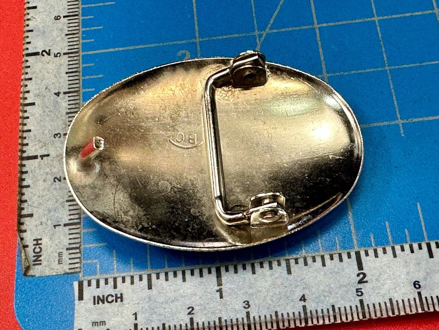 BC - Vintage B Cayaditto Zuni Bear Claw oval Belt Buckle