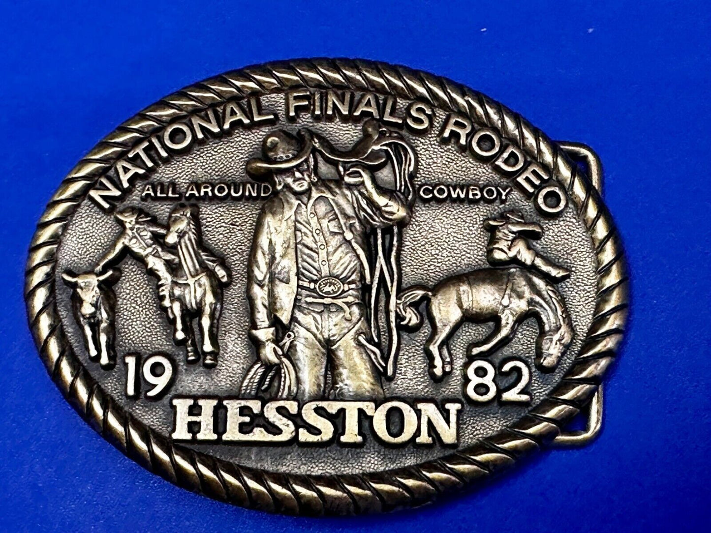 1982 Hesston NFR National Finals Rodeo Cowboys Western Belt Buckle