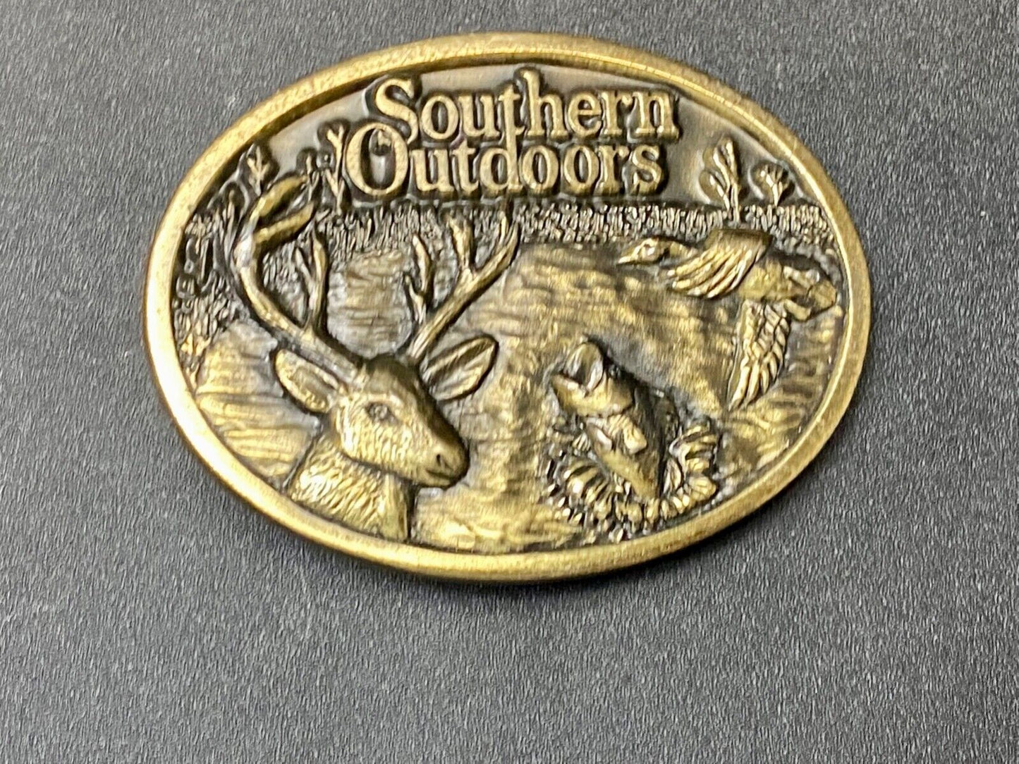 Vintage 1986 **Southern Outdoors Magazine** Commemorative Belt Buckle