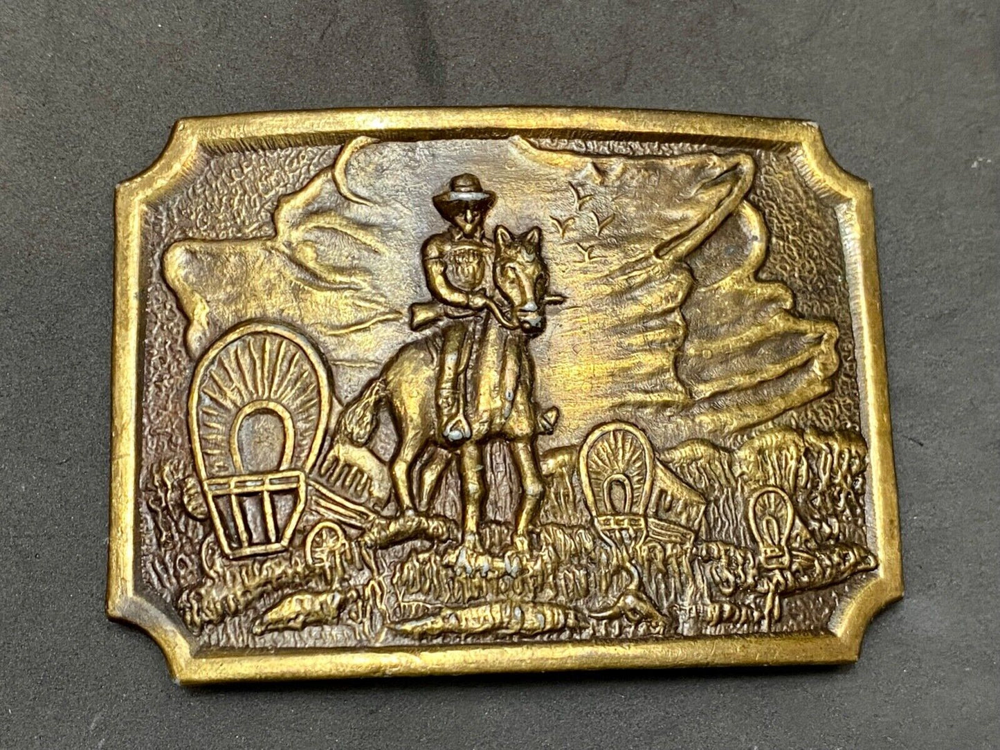 Tall in the Saddle Art Western Horse and Cowboy way of life! Vintage belt buckle