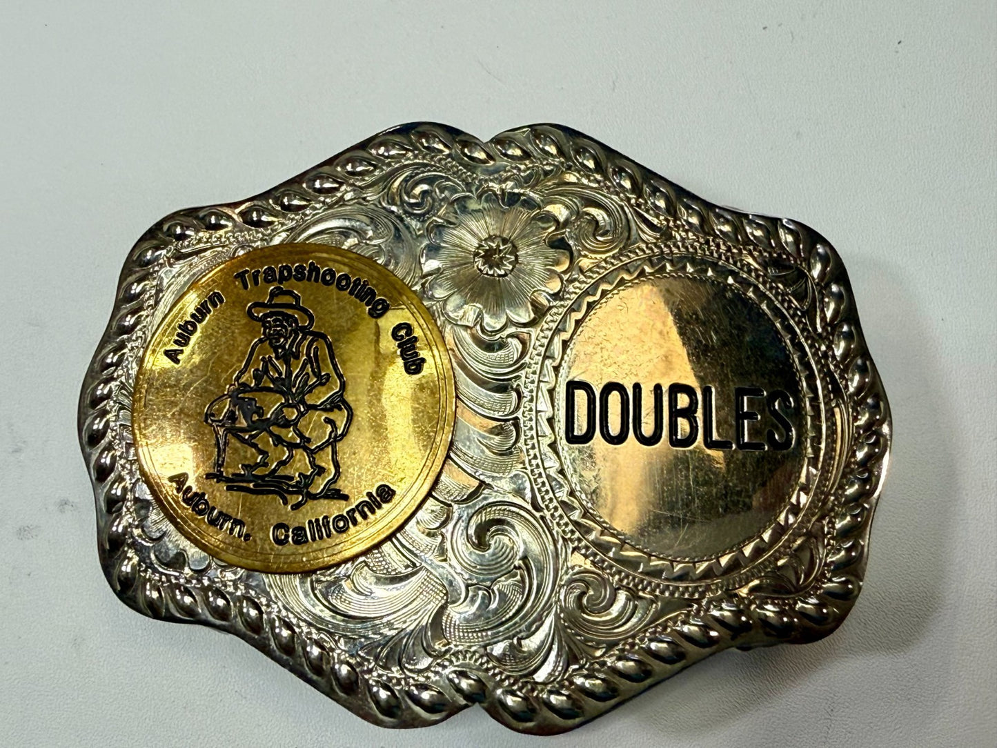 Auburn Trapshooting Auburn California Doubles Trophy Champion Awards Belt Buckle