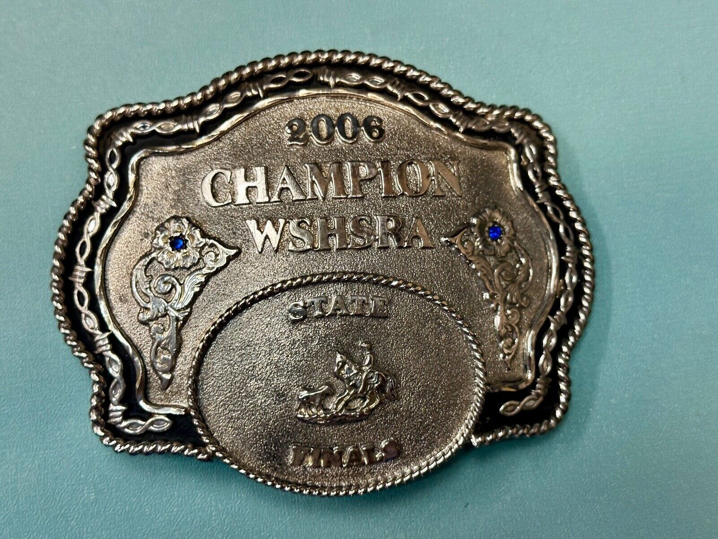 2006 CHAMPION WSHSRA State Finals Trophy belt buckle by Lone Star Silversmiths