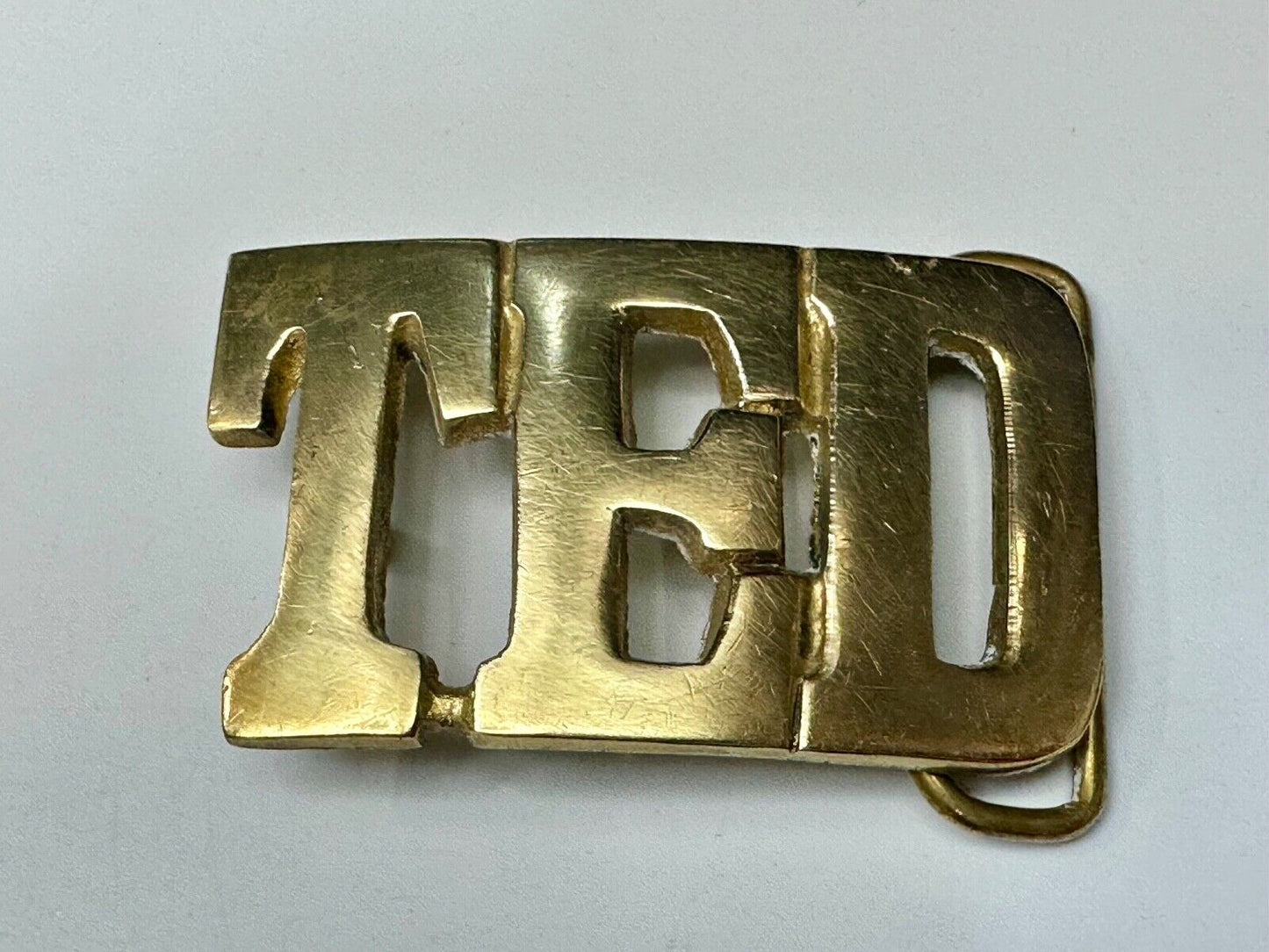 TED Custom Name in Cutout block letters solid brass Baron belt buckle