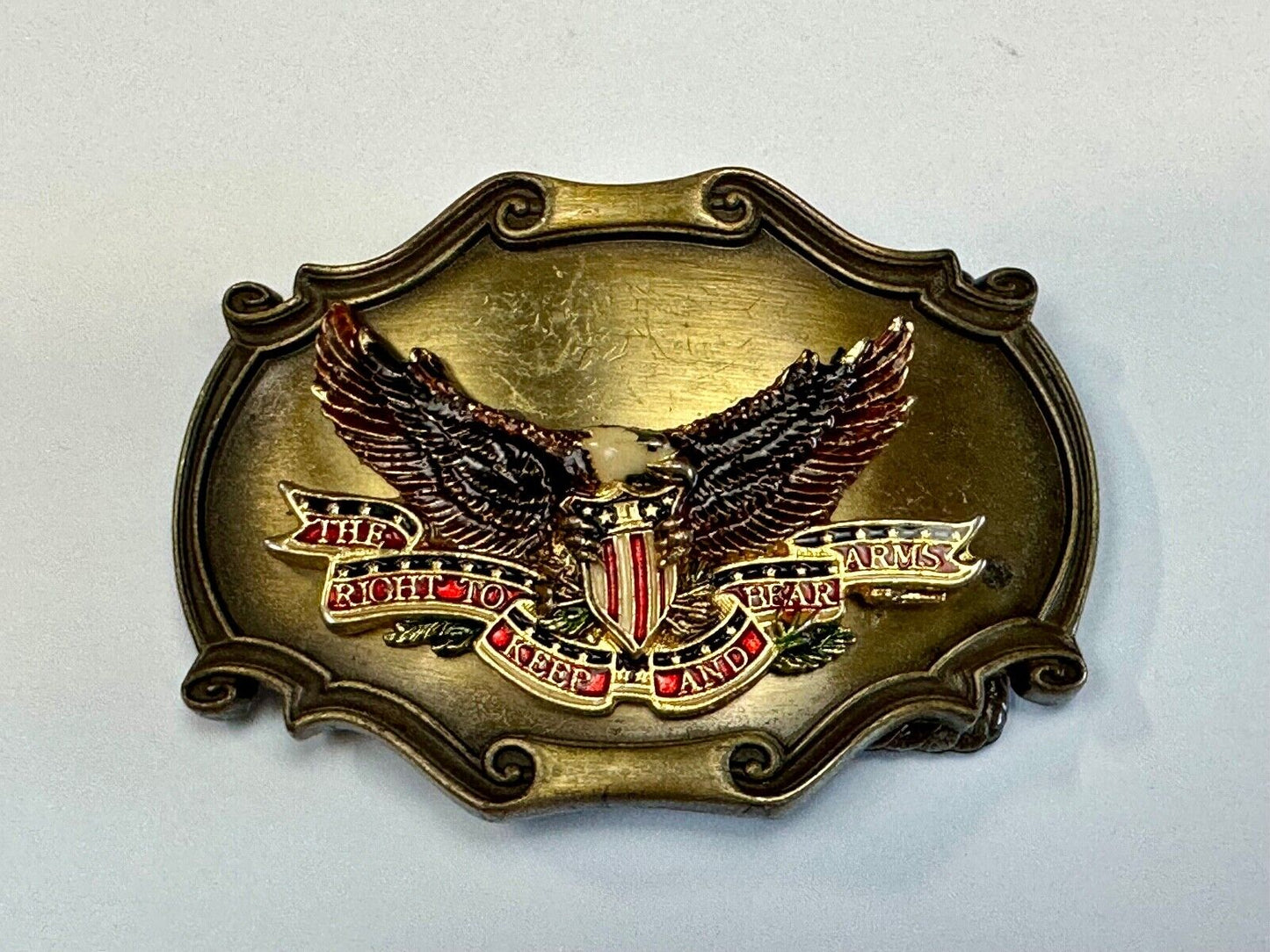 The Right to keep and bear arms USA Eagle Vintage 1978 Raintree belt buckle
