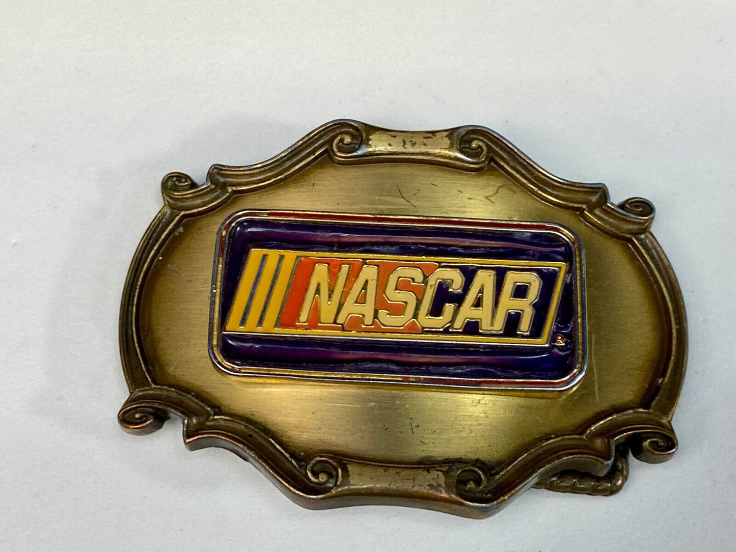 Vintage 70'S Nascar Western Framed Belt Buckle By Raintree - Ultimate Fan Gift!