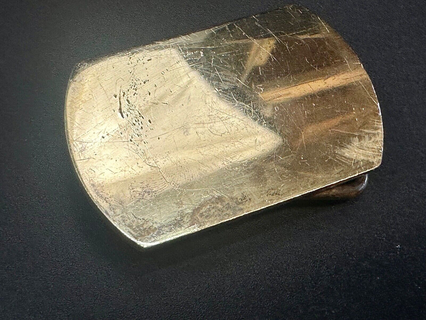 Artisan 2.5" wide rounded corner brass tone dress belt buckle