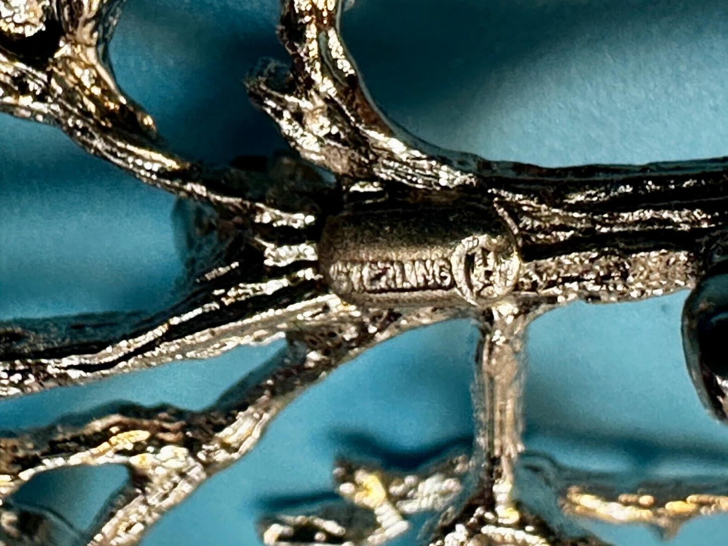 Tree Of Life Rhinestone Accented Vtg. 925 Sterling Silver Brooch - See Hallmark