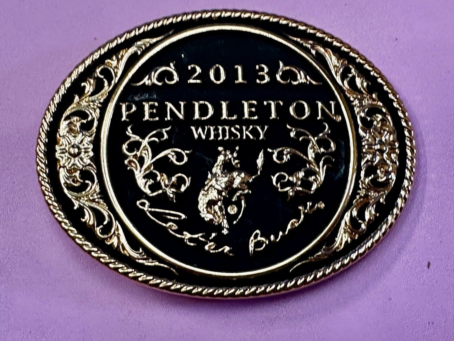 2013 Pendleton Whiskey Let'er Buck Rodeo Cowboy Montana Silversmiths Belt Buckle