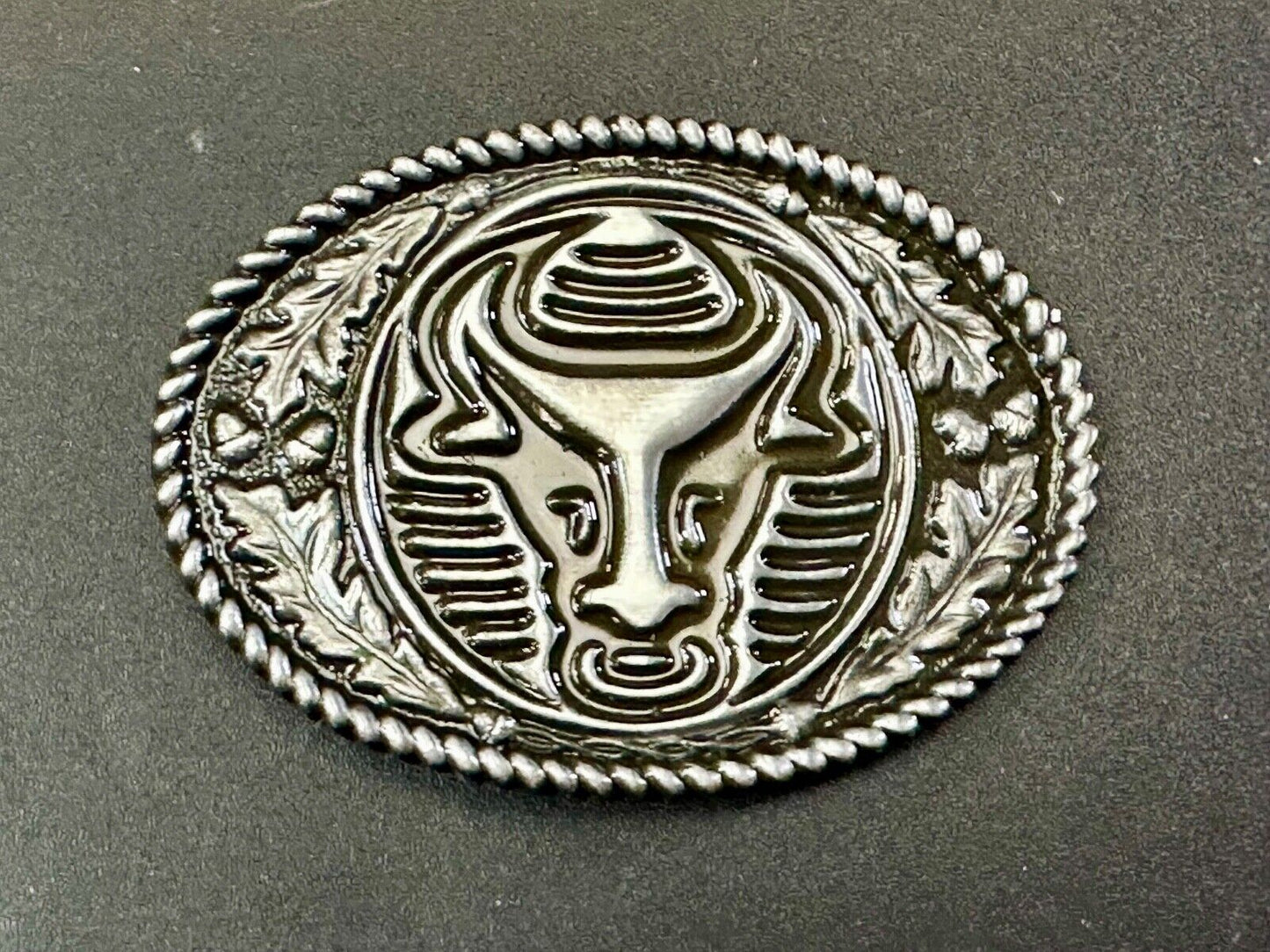 The Longhorn cow steer with nose ring Vintage rope boarder belt buckle