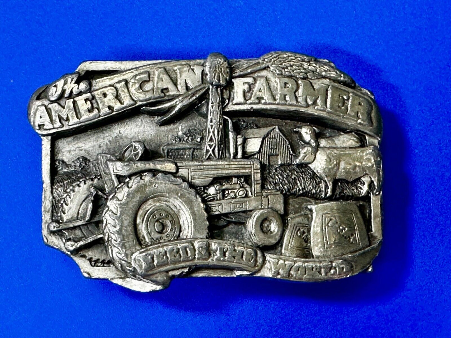 The American Farmer Feeds The World Tractor Farming Commemorative Belt Buckle