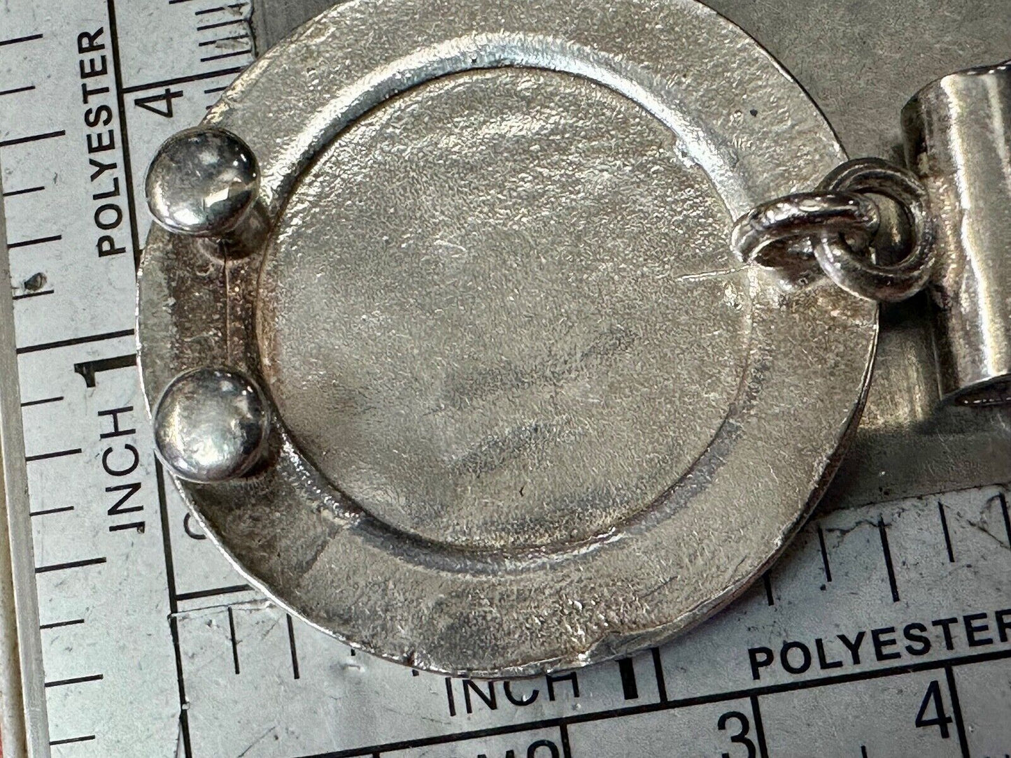 Antique 900 Silver three piece 5" wide southwest concho pattern belt buckle