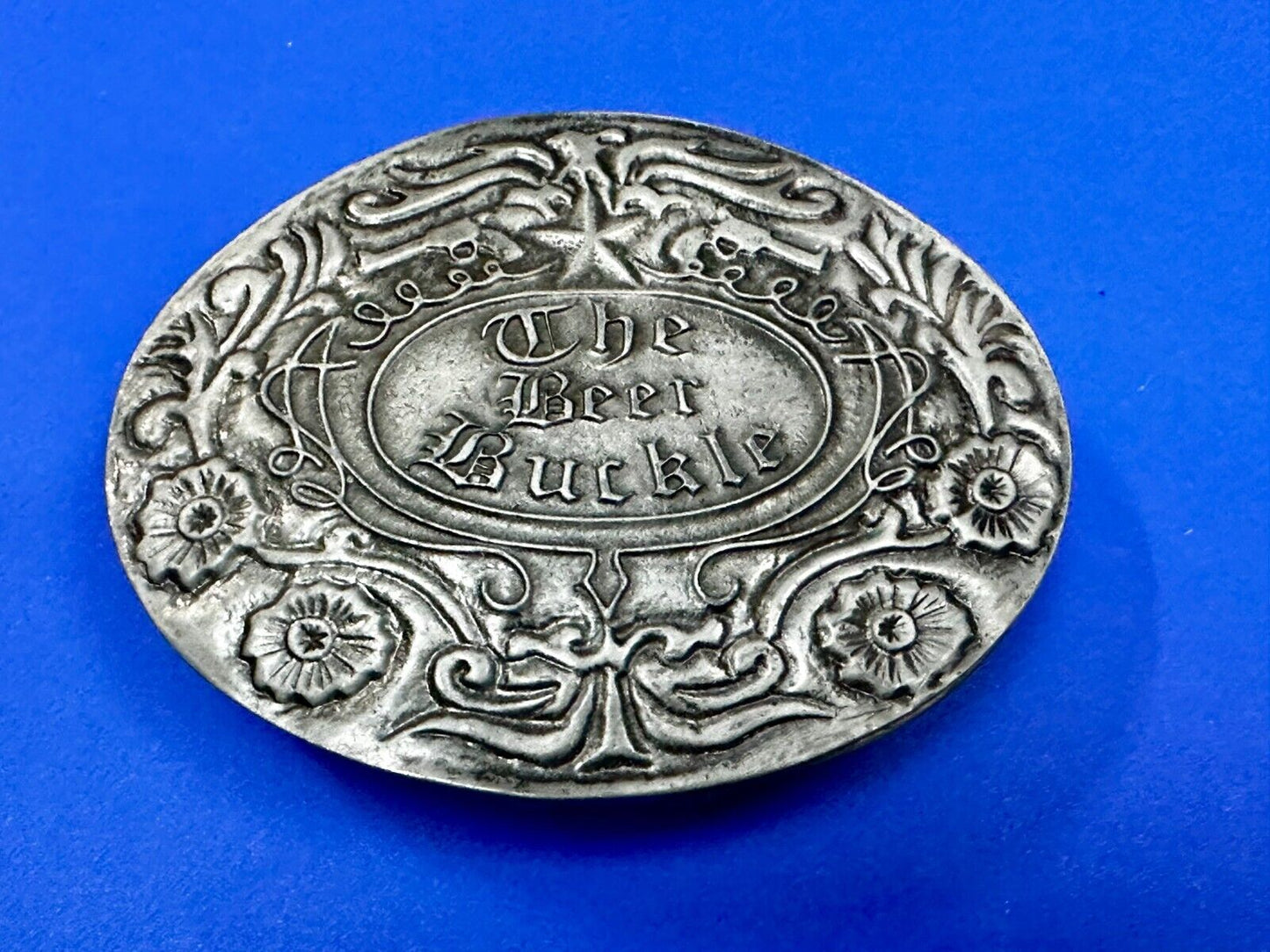 The Beer Buckle - Ornate Large Belt Buckle & Can Holder by BevBuckle