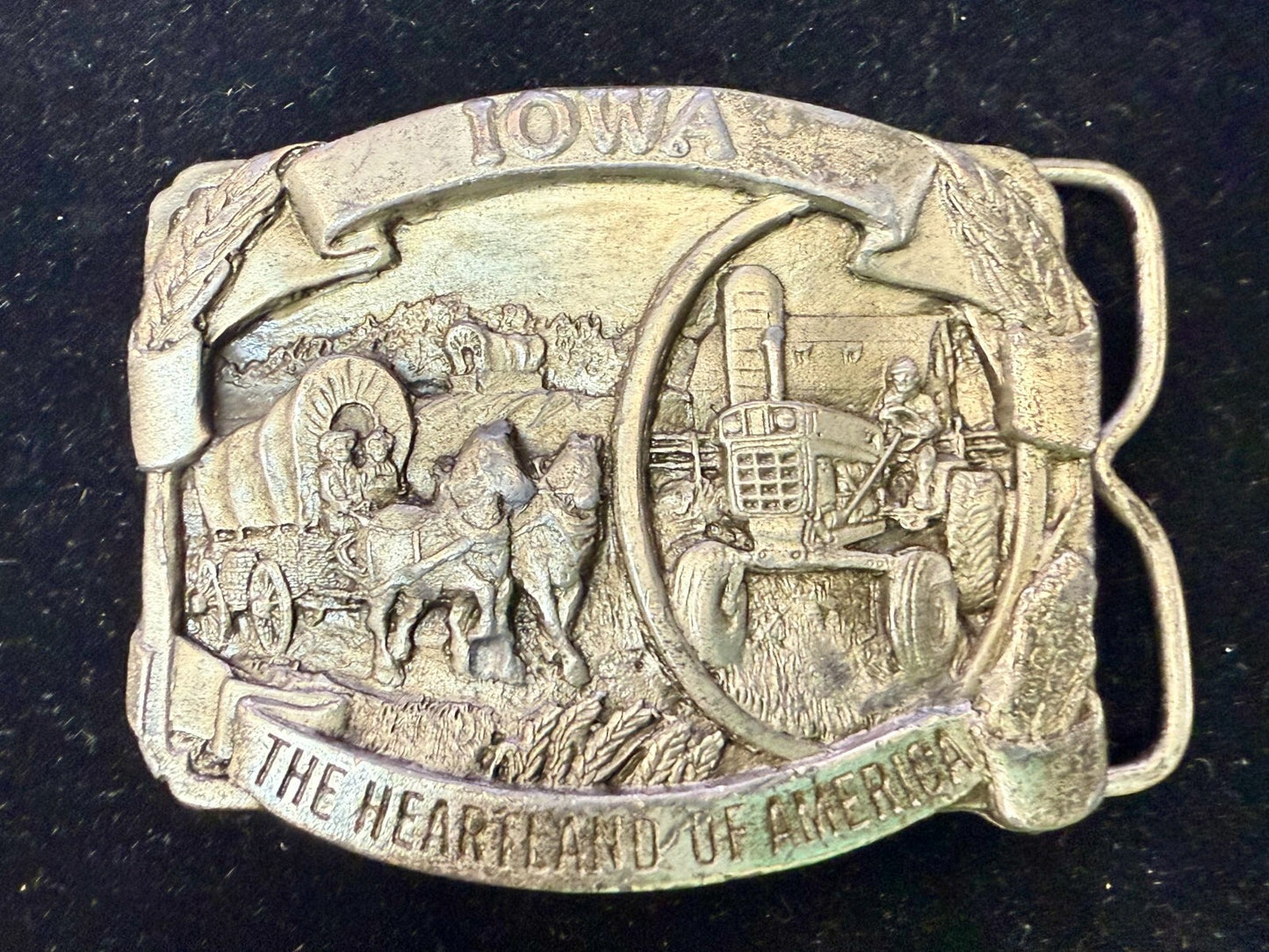 The Great State of Iowa The Heartland of America Vintage Siskiyou Belt Buckle