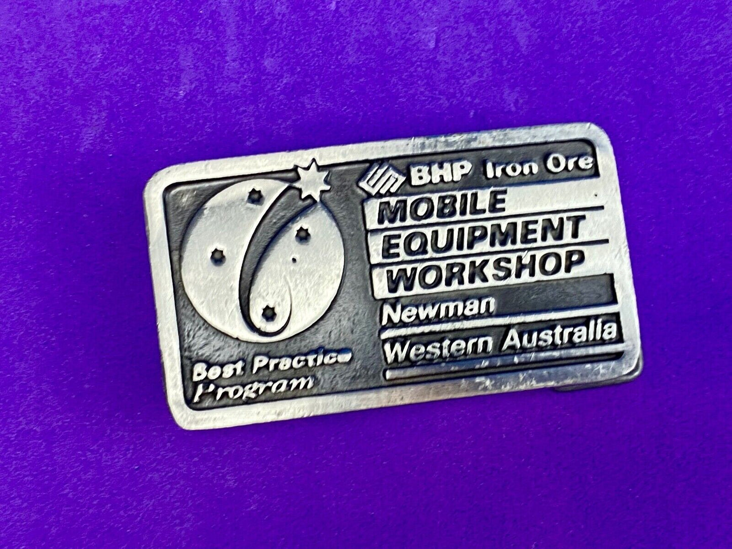 BHP Iron Ore Mobile Equipment Workshop Newman, Western Australia belt buckle
