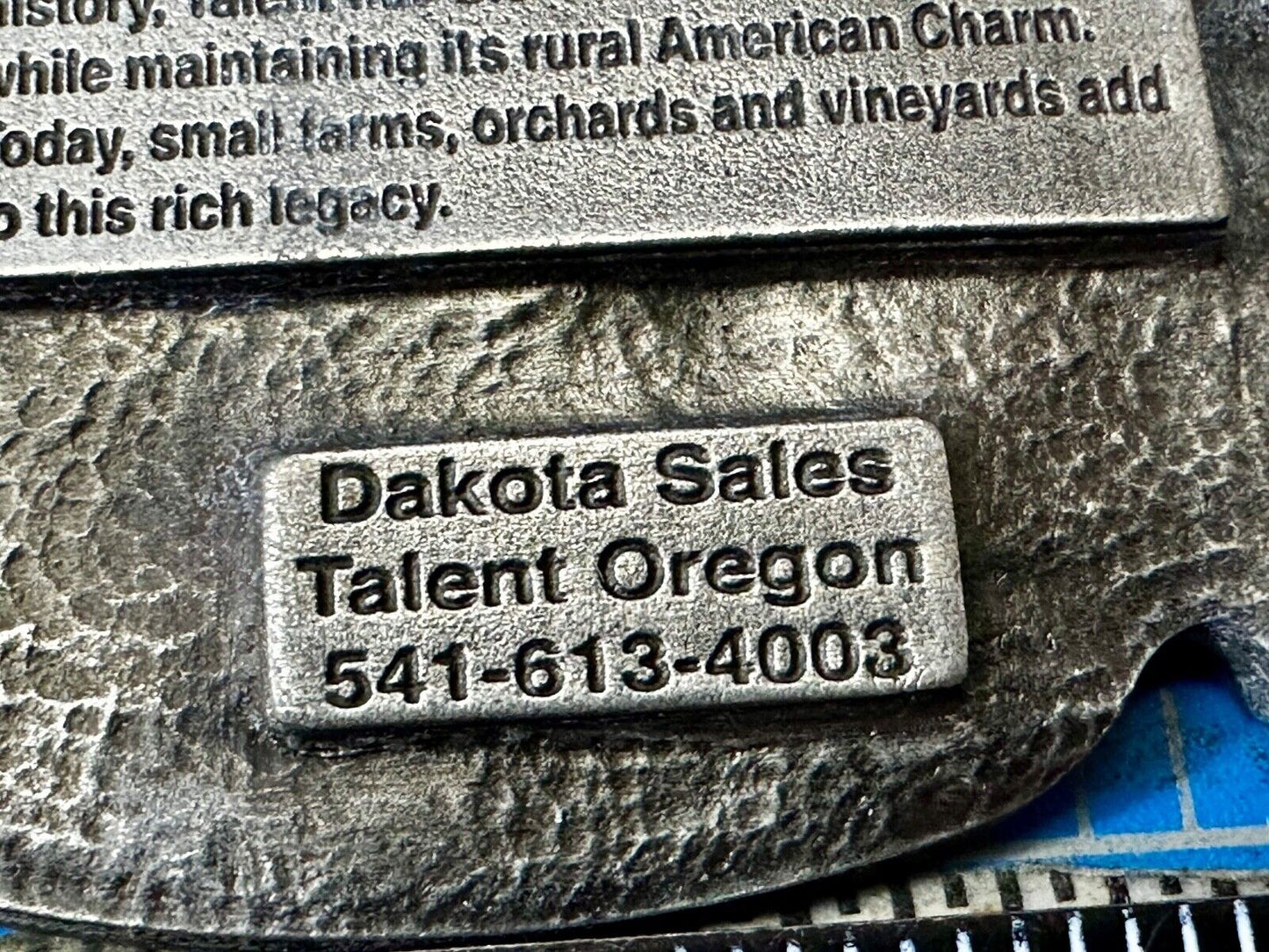 Talent Oregon Centennial Celebration 1910-2010 Belt Buckle