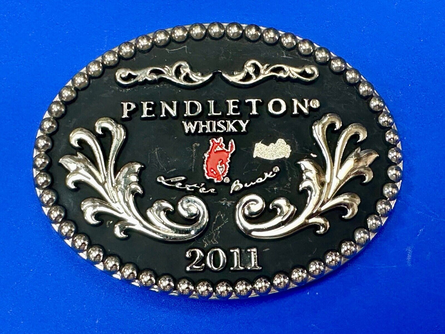 2011 Pendleton Whiskey Let'er Rodeo Cowboy Montana Silversmiths Buck Buckle