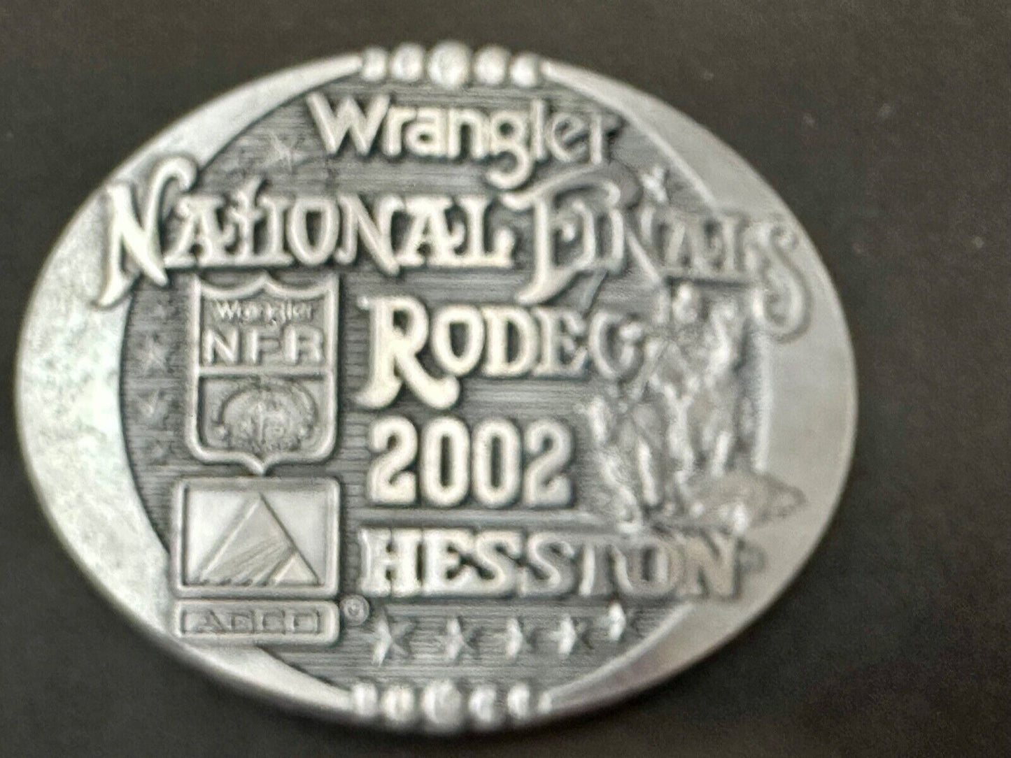 2002 Wrangler Hesston National Finals Rodeo NFR Montana Silversmiths Belt Buckle