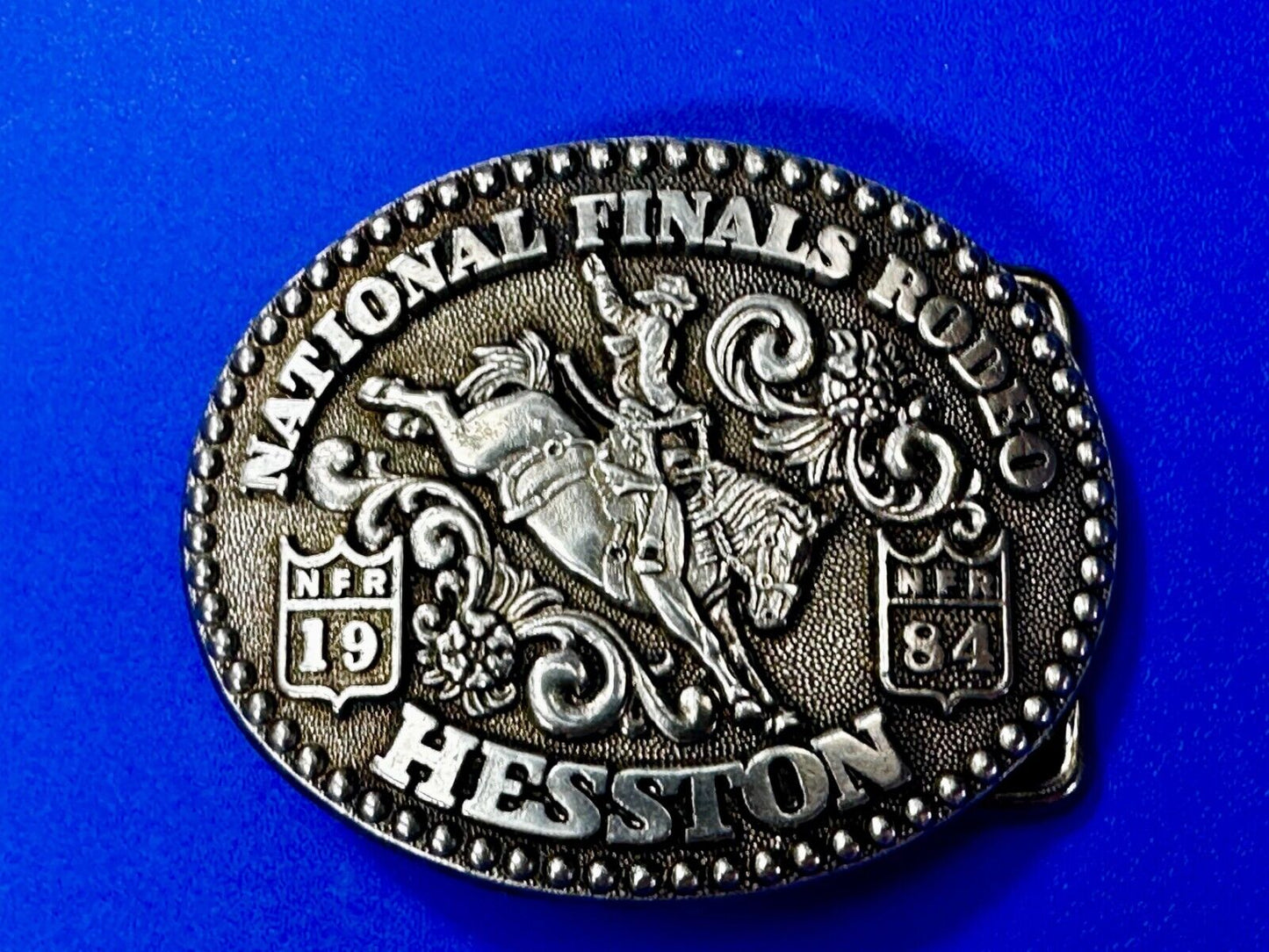 1984 National Finals Rodeo Hesston NFR Youth Size Small Collectors Belt Buckle