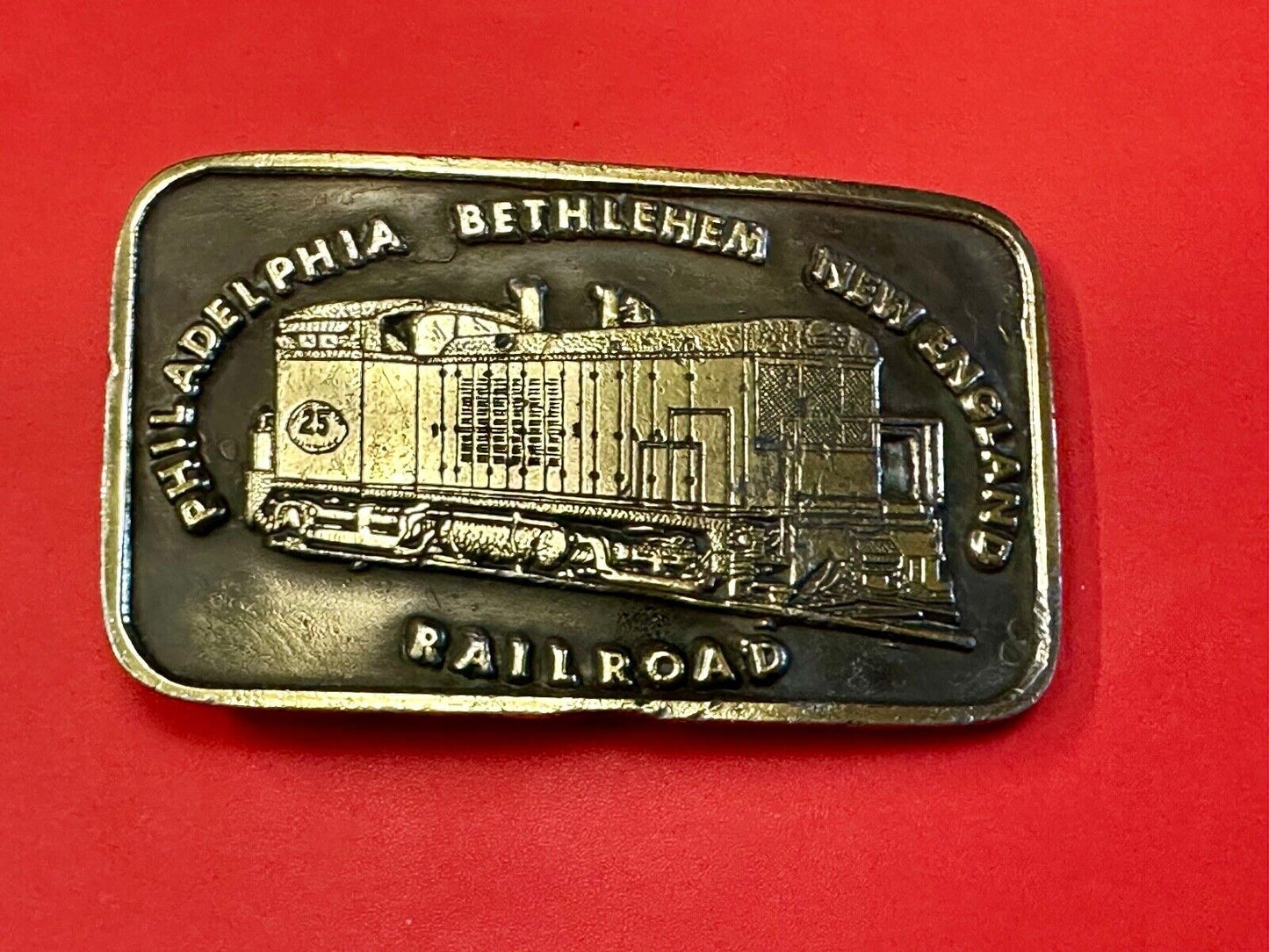 Train Engine 25 Philadelphia Bethlehem New England RR Tiffany Studio Belt Buckle