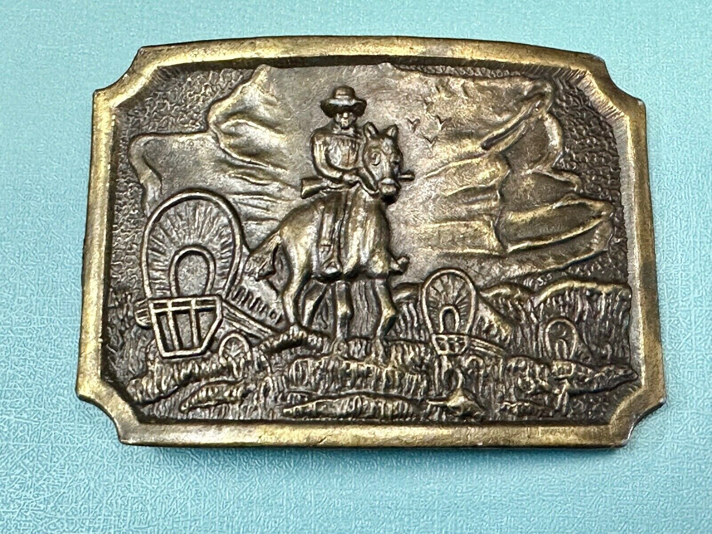 Tall in the Saddle Art Western Horse and Cowboy way of life! Vintage belt buckle