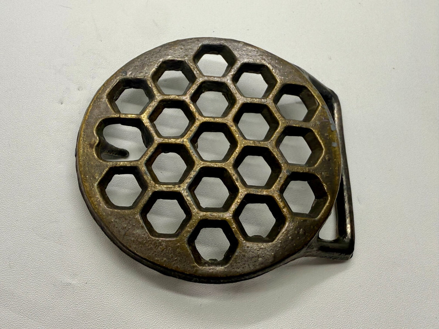 Artisan Welder Metalwork Abstract Honeycomb Open Work Vintage Belt Buckle
