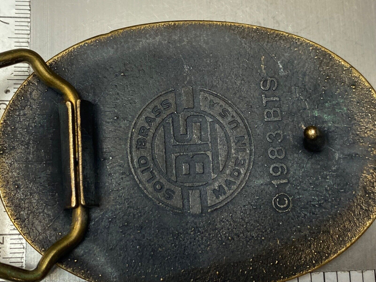 Vintage 1983 Robert Jenkins and co Webster Tx solid brass belt buckle by BTS