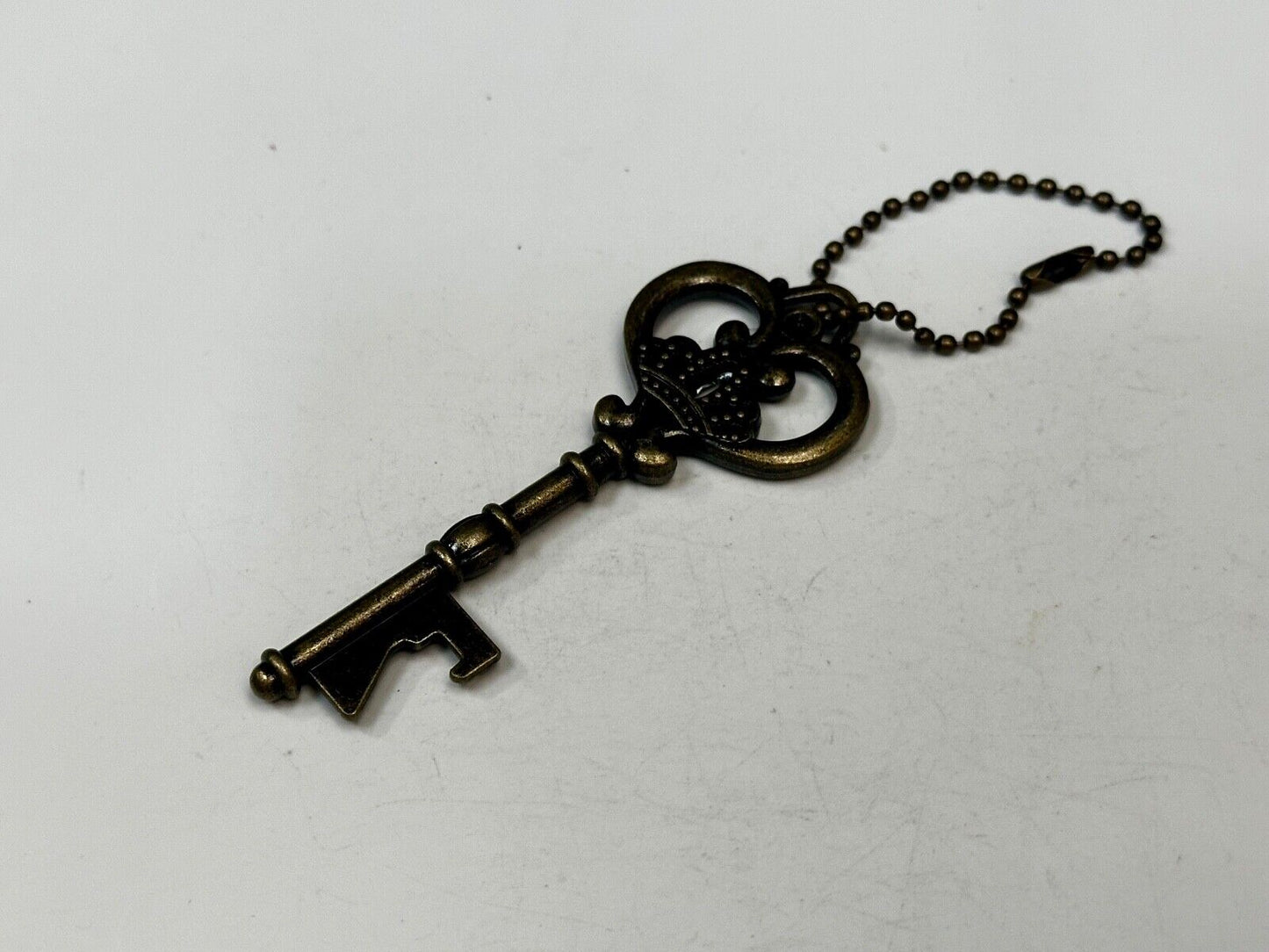 3" Skeleton Key Pendant Antiqued Bronze Keychain, Key Chain Ring Souvenir