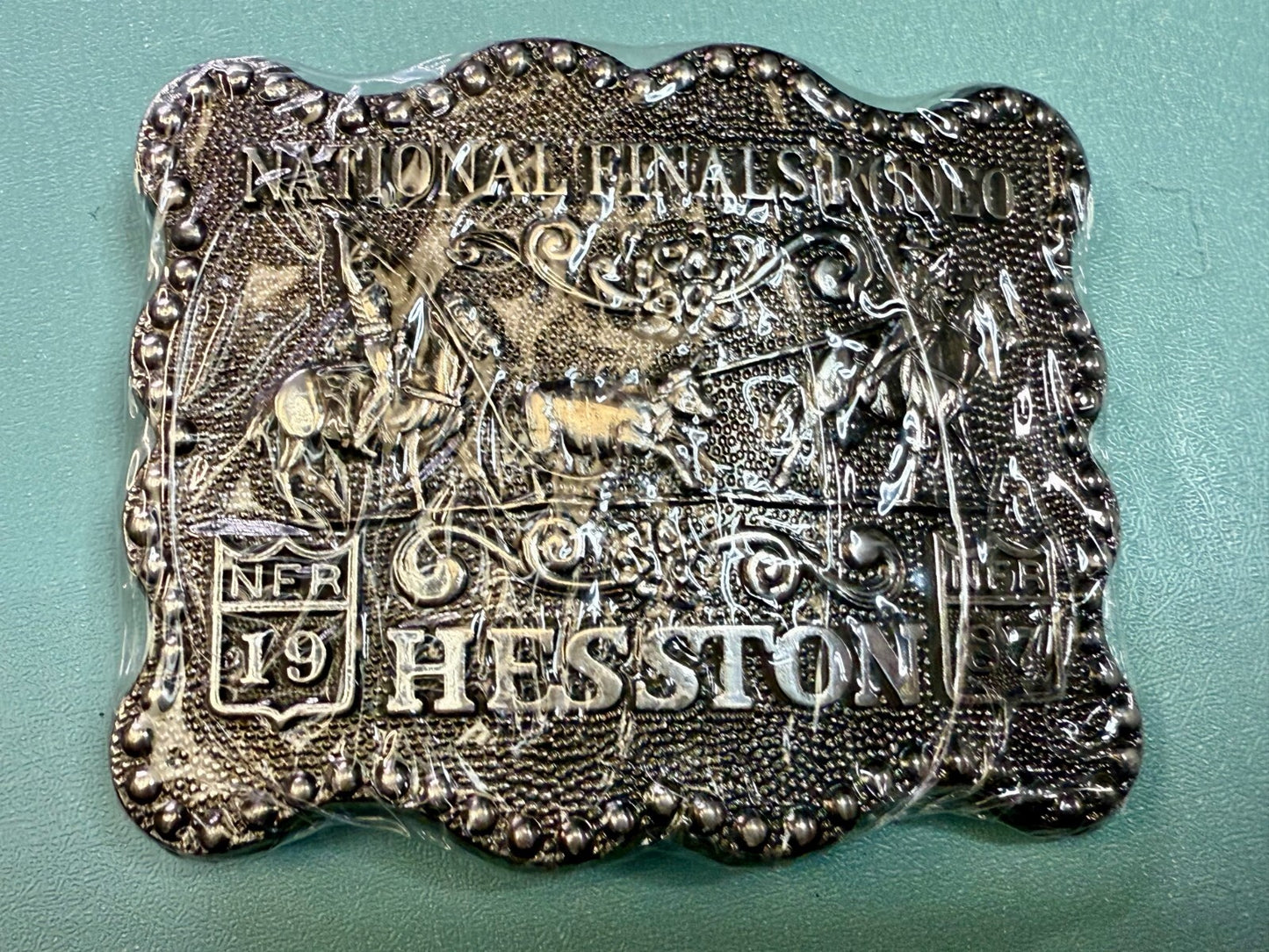 1987 Hesston NFR National Finals Rodeo Cowboys Award Design Medals Belt Buckle
