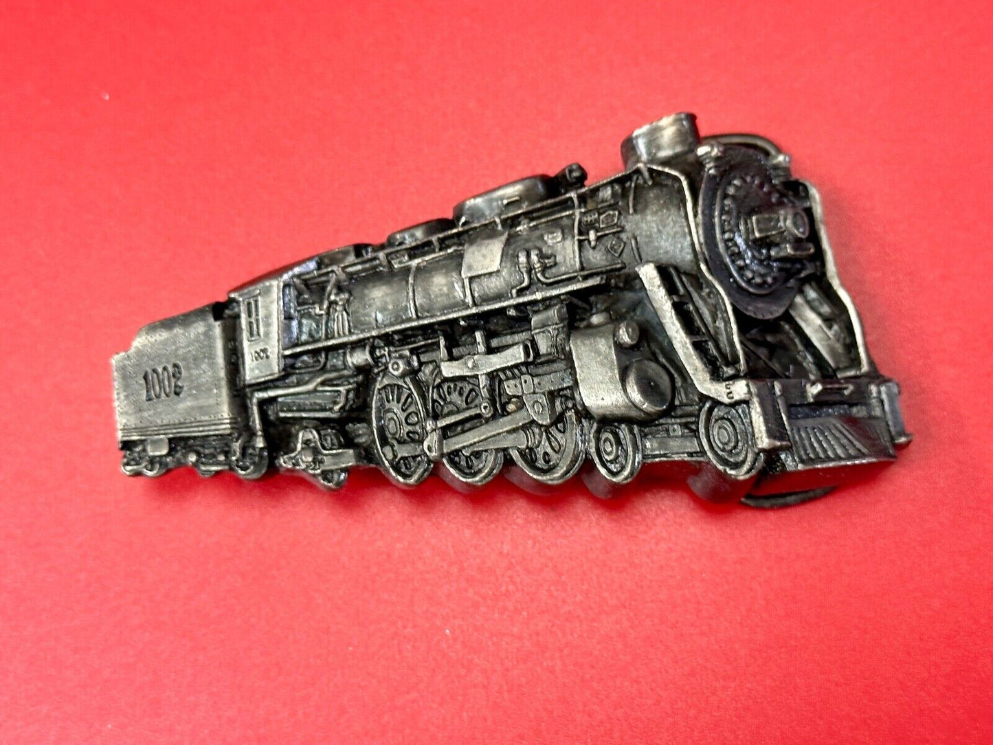 Vintage 1978 RR train Steam Engine Bergamot cutout belt buckle